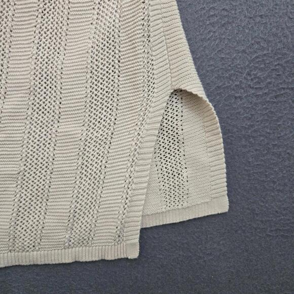 Chico's Women 2 Tan Crochet Sleeveless Cardigan Vest Rope Tie Front - Picture 6 of 12